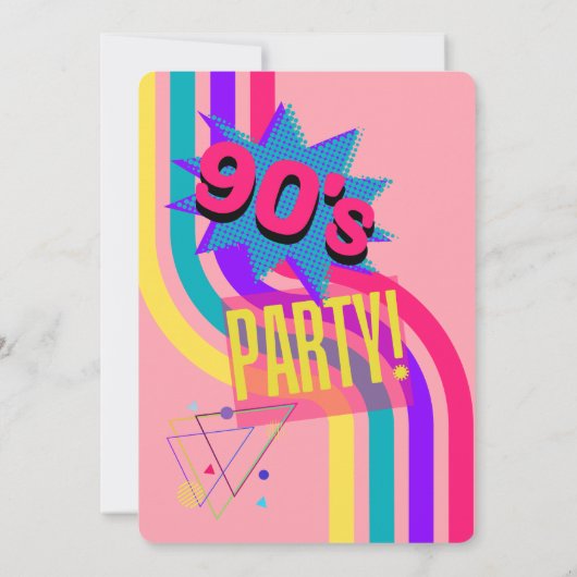 Retro 90's Party Roze Nostalgische Verjaardag Kaart (Achterkant)