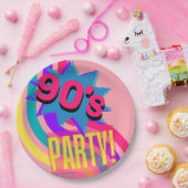 Retro 90's Party Roze Nostalgische Verjaardag Papieren Bordje (Feest)