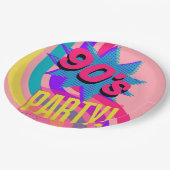 Retro 90's Party Roze Nostalgische Verjaardag Papieren Bordje (Gekanteld)