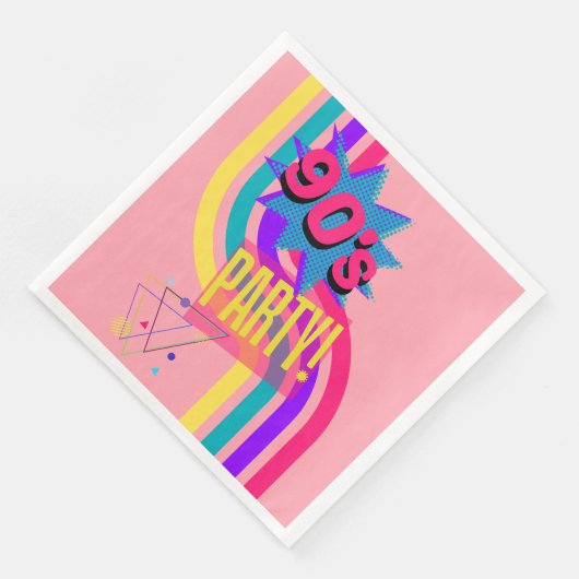 Retro 90's Party Roze Nostalgische Verjaardag Servet (Hoek)