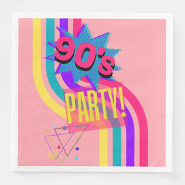 Retro 90's Party Roze Nostalgische Verjaardag Servet