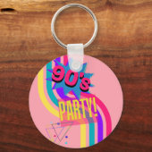 Retro 90's Party Roze Nostalgische Verjaardag Sleutelhanger (Voorkant)