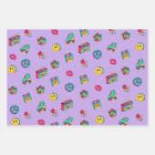 Retro 90s patroon paarse roze blauwgroen partij inpakpapier vel (Voorkant 3)