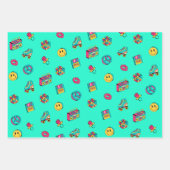 Retro 90s patroon paarse roze blauwgroen partij inpakpapier vel (Voorkant 2)