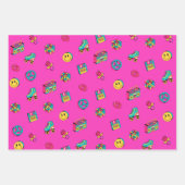 Retro 90s patroon paarse roze blauwgroen partij inpakpapier vel (Voorkant)