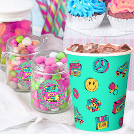 Retro 90s patroonaqua roze blauwgroen verjaardagsf papieren bekers