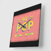 Retro 90's Pop Vierkante Klok (Hoek)
