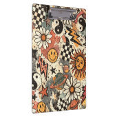 Retro 90s Psychedelic Doodle Pattern with Yin Yang Klembord (Rechts)