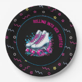 Retro 90s Roller Schaatsfeest Papieren Bordje (Voorkant)