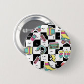 Retro 90s Roller Skate Patroon Ronde Knop Button 5,7 Cm (Voorkant /achterkant)