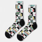 Retro 90s Roller Skate Pattern Socks  Sokken (Links)