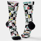 Retro 90s Roller Skate Pattern Socks  Sokken (Gebogen)