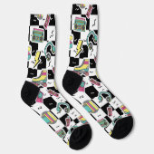 Retro 90s Roller Skate Pattern Socks  Sokken (Rechts)