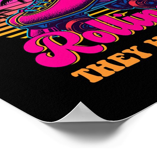 Retro 90s Roller Skating Funny Roller Schaatsen Poster (Hoek)