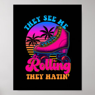 Retro 90s Roller Skating Funny Roller Schaatsen Poster