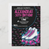 Retro 90's Rolschaatsen Verjaardagsfeest Kaart (Voorkant)