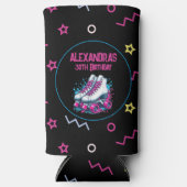 Retro 90's Rolschaatsen Verjaardagsfeest Seltzer Blikjeskoeler (Voorkant)