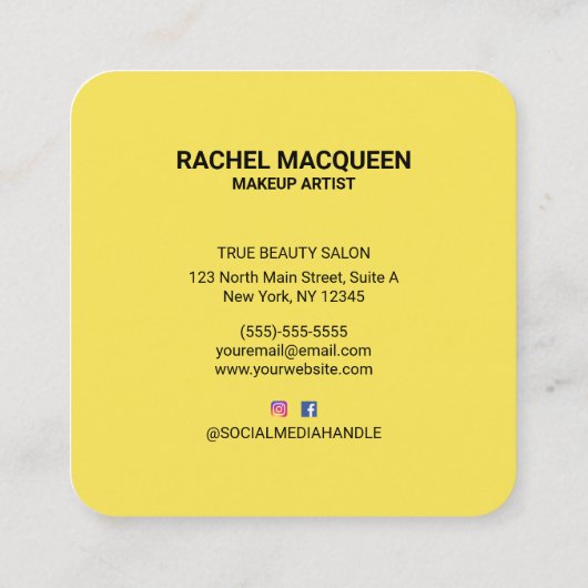 Retro 90's Rood Geel Geometrische Lippen Make-up V Vierkante Visitekaartje (Achterkant)