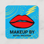 Retro 90's Rood Geel Geometrische Lippen Make-up V Vierkante Visitekaartje (Voorkant)