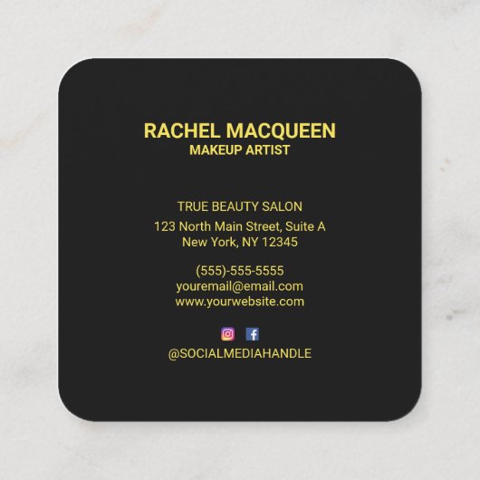 Retro 90's Rood Geel Geometrische Lippen Make-up Vierkante Visitekaartje (Achterkant)