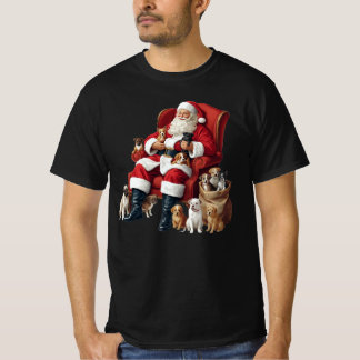 retro 90s Santa Claus with dogs combines vintage  T-shirt