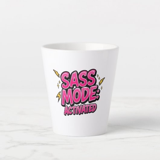 Retro 90s "Sass Mode Activated" Latte Mok (Voorkant)