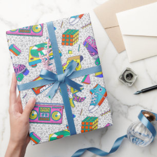 Retro 90s Skate Party Patroon Cadeaupapier