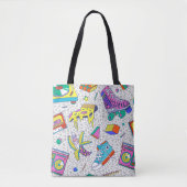 Retro 90s Skate Party Patroon Tote Bag (Voorkant)