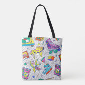 Retro 90s Skate Party Patroon Tote Bag (Achterkant)
