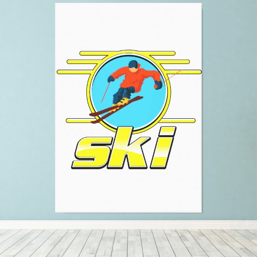 Retro 90s ski logo canvas afdruk (Insitu (Houten vloer))