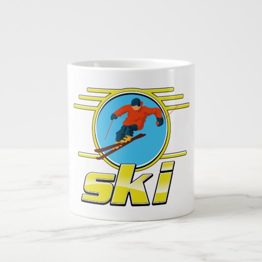 Retro 90s ski logo grote koffiekop (Voorkant)