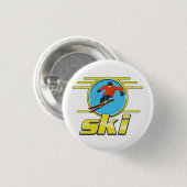 Retro 90s ski logo ronde button 3,2 cm (Voorkant /achterkant)