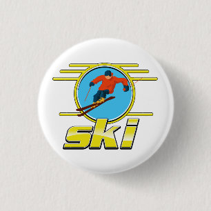 Retro 90s ski logo ronde button 3,2 cm