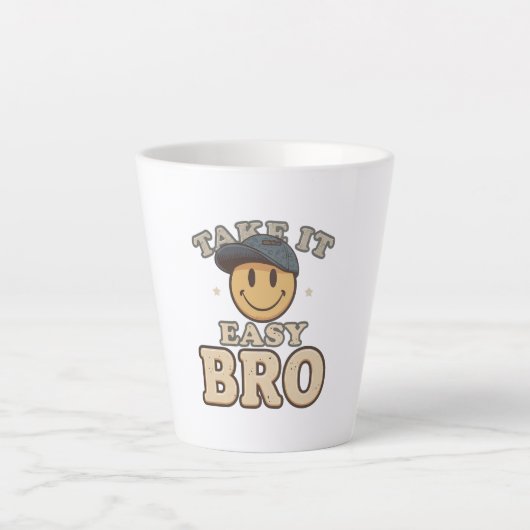 Retro 90s Smiley met een Hoed Latte Mok (Voorkant)