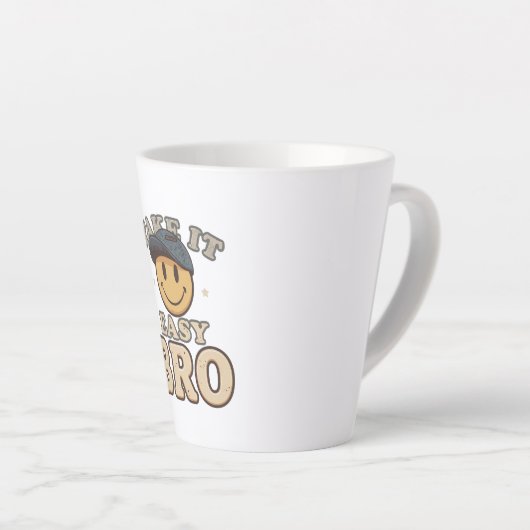 Retro 90s Smiley with a Hat Latte Mok (Rechterhoek)