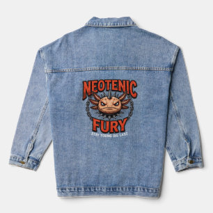 Retro 90s stijl Axolotl Skateboard Rad neon Denim Jacket