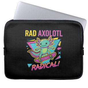 Retro 90s stijl Axolotl Skateboard Rad neon Laptop Sleeve