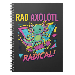 Retro 90s stijl Axolotl Skateboard Rad neon Notitieboek
