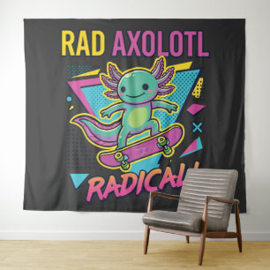 Retro 90s stijl Axolotl Skateboard Rad neon Wandkleed