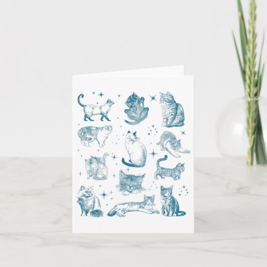 Retro 90s Tattoo Kat Retro Kitten Natuur Kat Liefh Kaart (Voorkant)