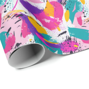 Retro 90s tegelpatroon feestje  cadeaupapier