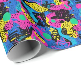 Retro 90s tegelpatroon feestje  cadeaupapier
