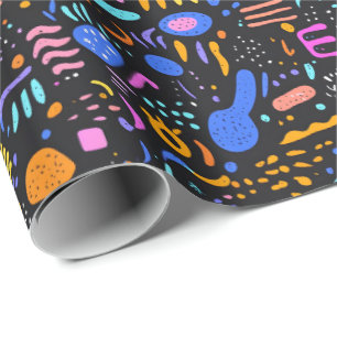 Retro 90s tegelpatroon feestje cadeaupapier