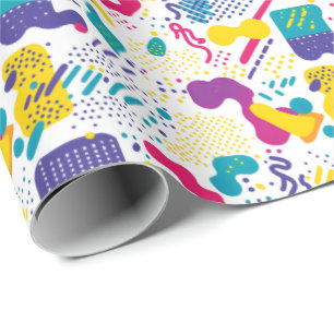 Retro 90s tegelpatroon feestje  cadeaupapier