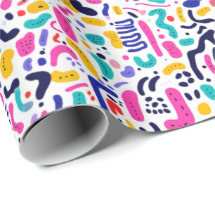 Retro 90s tegelpatroon feestje  cadeaupapier