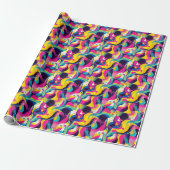 Retro 90s tegelpatroon feestje cadeaupapier (Uitgerold)