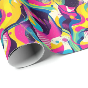 Retro 90s tegelpatroon feestje  cadeaupapier