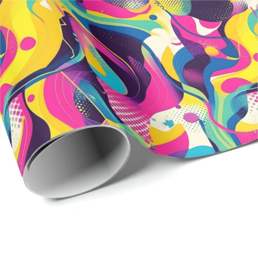 Retro 90s tegelpatroon feestje cadeaupapier (Rol Hoek)