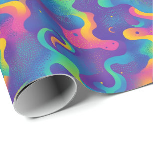Retro 90s tegelpatroon feestje  cadeaupapier