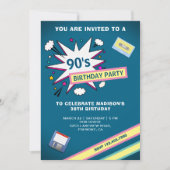 Retro 90's Thema Verjaardagsfeestje Kaart (Voorkant)